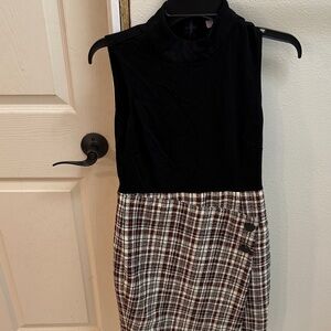 Elegant Black and Plaid Women's Dress